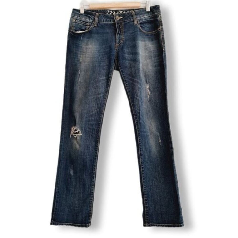 MAVI | Patti Straight Faded & Distressed Ripped  Blue Jeans Sz 28